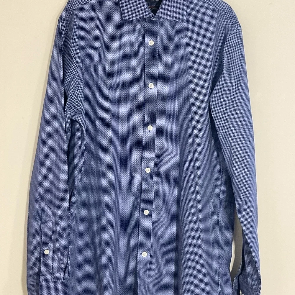 Tommy Hilfiger Shirt Men's Blue Athletic Fit Flex Collared Stretch Size 15 32/33 - Picture 6 of 6